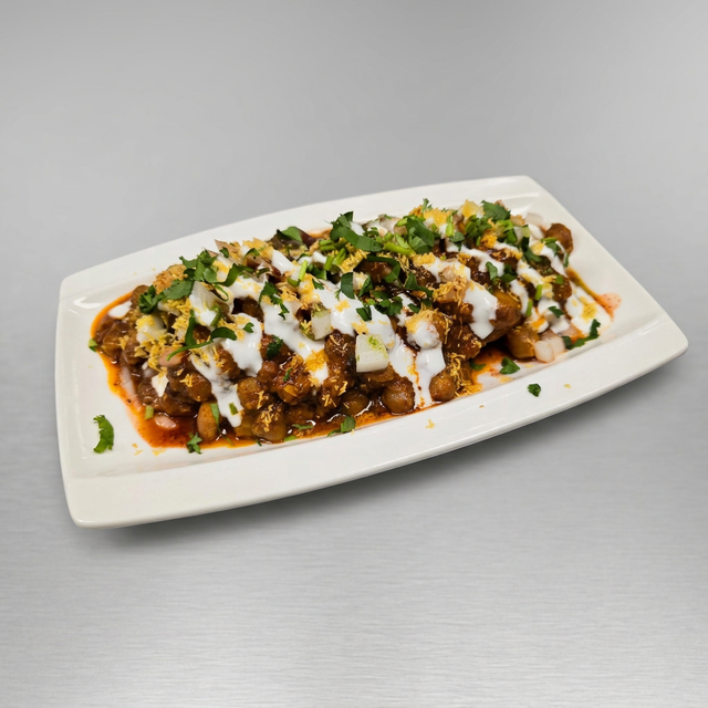 Aloo Tikki Chaat (GF, NF).